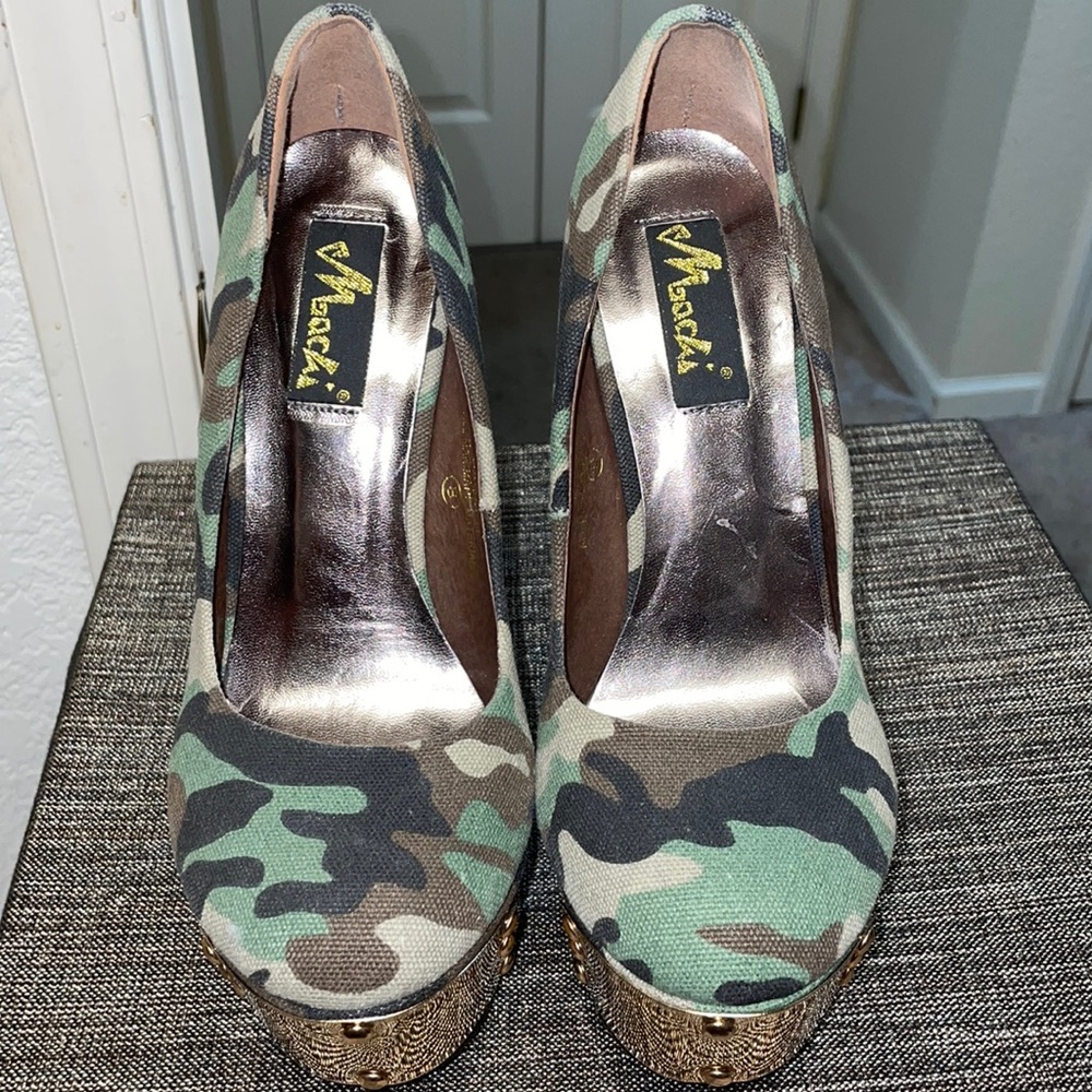 Camouflage Platform Pumps High Heels